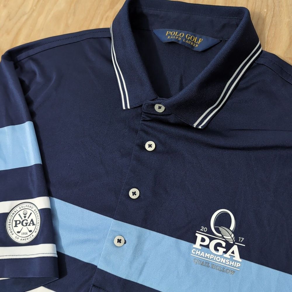 Polo Golf Ralph Lauren 2017 PGA Quail Hollow Short Sleeve Shirt Size L Big Logo!